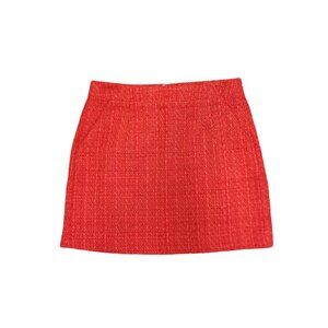 French Connection Effie Boucle Women's  Skirt Size 6 Red Mini Zipper Pockets